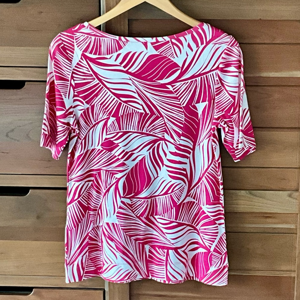 Chico's Size 1 (M) Pima Print Elbow Tee - Picture 3 of 5